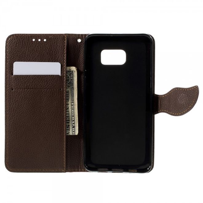 Galaxy S6 Edge Plus Elegantes Leder Flip Case mit Lederblatt und Standfunktion - rot