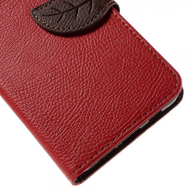 Galaxy S6 Edge Plus Elegantes Leder Flip Case mit Lederblatt und Standfunktion - rot