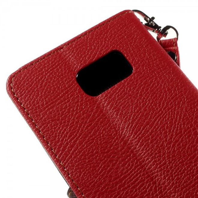 Galaxy S6 Edge Plus Elegantes Leder Flip Case mit Lederblatt und Standfunktion - rot