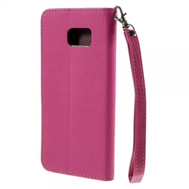 Galaxy S6 Edge Plus Elegantes Leder Flip Case mit Lederblatt und Standfunktion - rosa