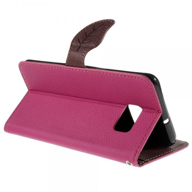 Galaxy S6 Edge Plus Elegantes Leder Flip Case mit Lederblatt und Standfunktion - rosa