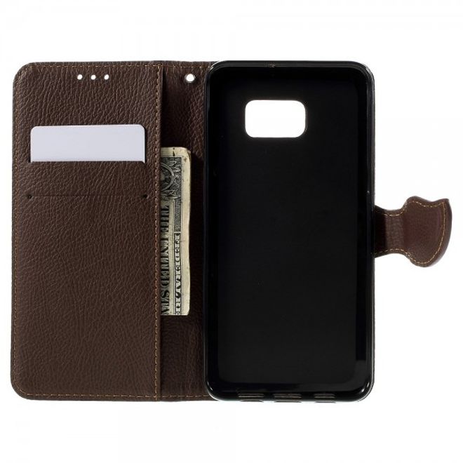 Galaxy S6 Edge Plus Elegantes Leder Flip Case mit Lederblatt und Standfunktion - rosa