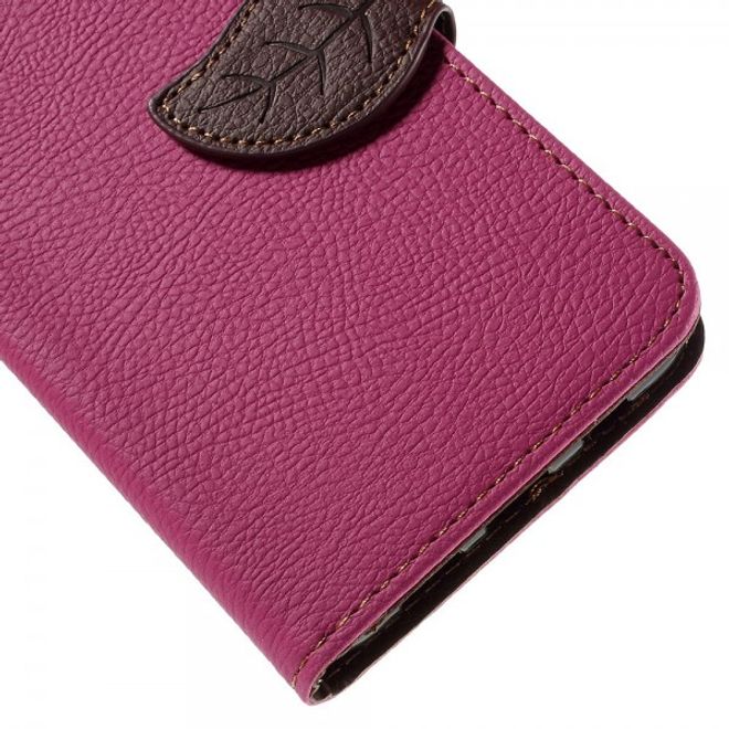 Galaxy S6 Edge Plus Elegantes Leder Flip Case mit Lederblatt und Standfunktion - rosa