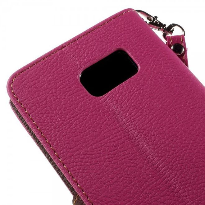 Galaxy S6 Edge Plus Elegantes Leder Flip Case mit Lederblatt und Standfunktion - rosa