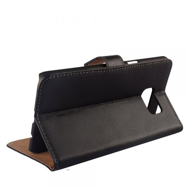 Galaxy S6 Edge Plus Magnetisches teils Echt- und Kunstleder Case mit Standfunktion - schwarz