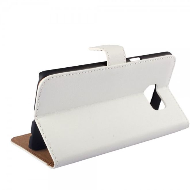 Galaxy S6 Edge Plus Magnetisches teils Echt- und Kunstleder Case mit Standfunktion - weiss