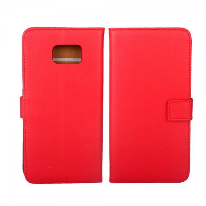 Galaxy S6 Edge Plus Magnetisches teils Echt- und Kunstleder Case mit Standfunktion - rot