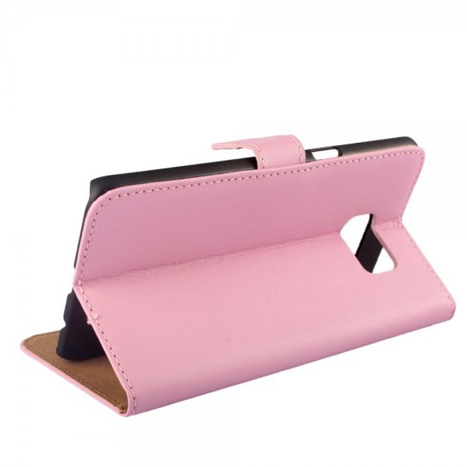 Galaxy S6 Edge Plus Magnetisches teils Echt- und Kunstleder Case mit Standfunktion - pink