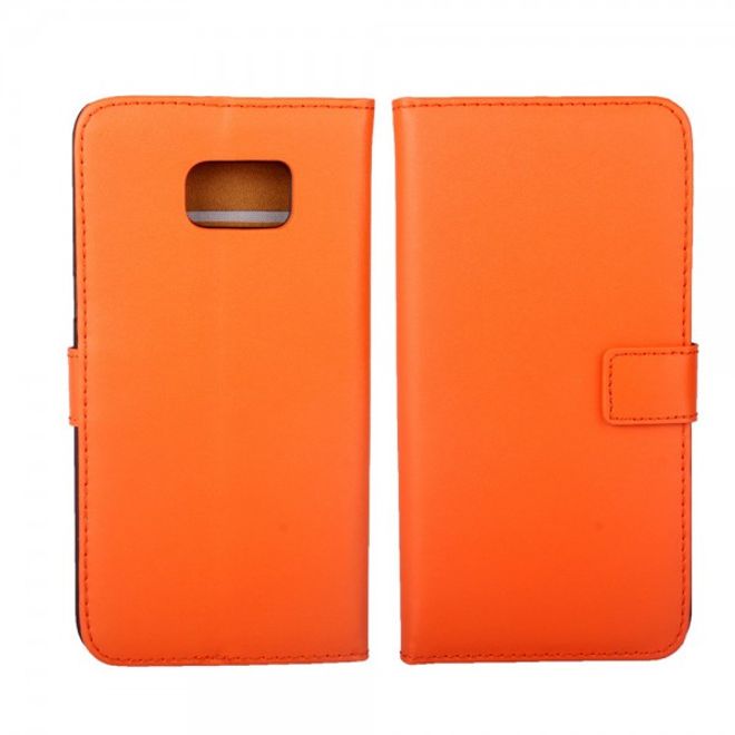 Galaxy S6 Edge Plus Magnetisches teils Echt- und Kunstleder Case mit Standfunktion - orange
