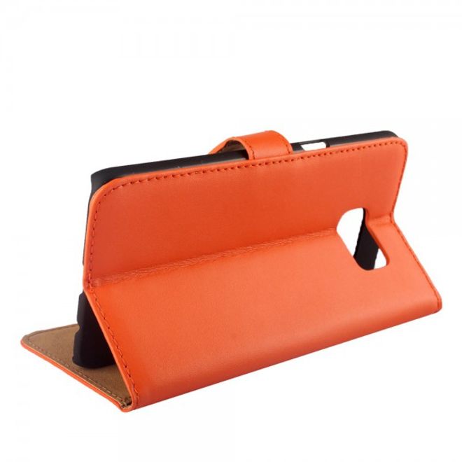 Galaxy S6 Edge Plus Magnetisches teils Echt- und Kunstleder Case mit Standfunktion - orange