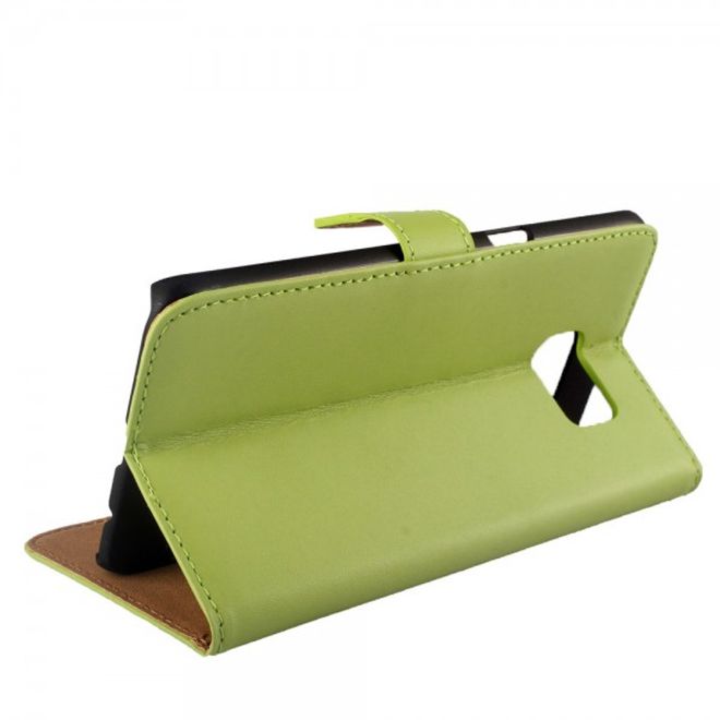 Galaxy S6 Edge Plus Magnetisches teils Echt- und Kunstleder Case mit Standfunktion - grün