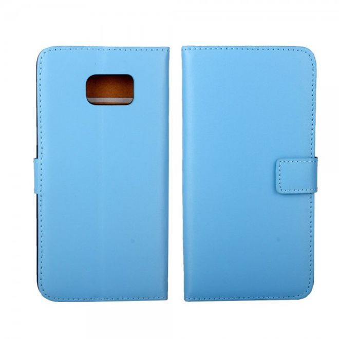 Galaxy S6 Edge Plus Magnetisches teils Echt- und Kunstleder Case mit Standfunktion - blau