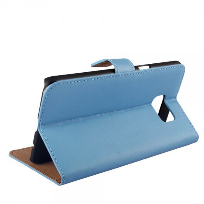 Galaxy S6 Edge Plus Magnetisches teils Echt- und Kunstleder Case mit Standfunktion - blau