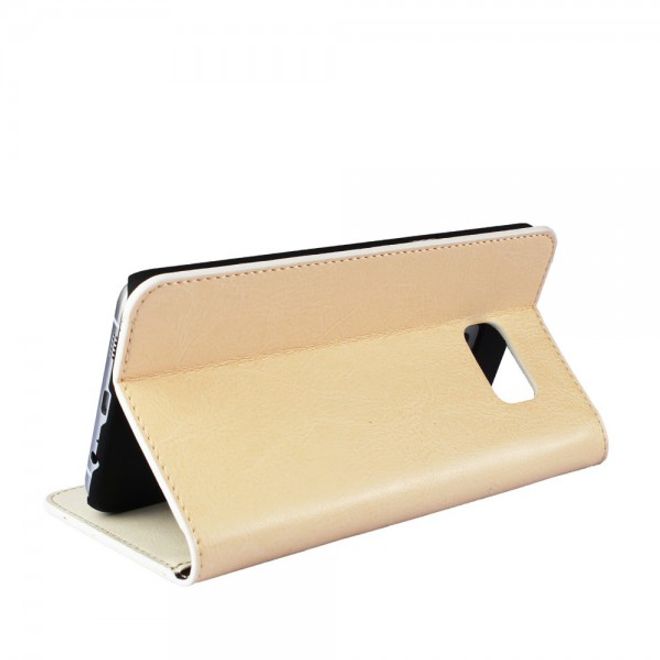 Galaxy S6 Edge Plus Elegantes Crazy Horse Echtleder Case - beige