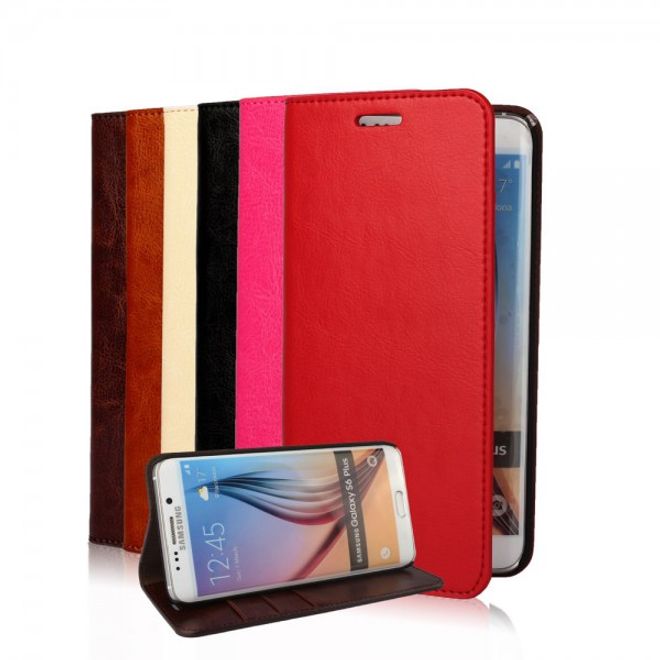 Galaxy S6 Edge Plus Elegantes Crazy Horse Echtleder Case - beige