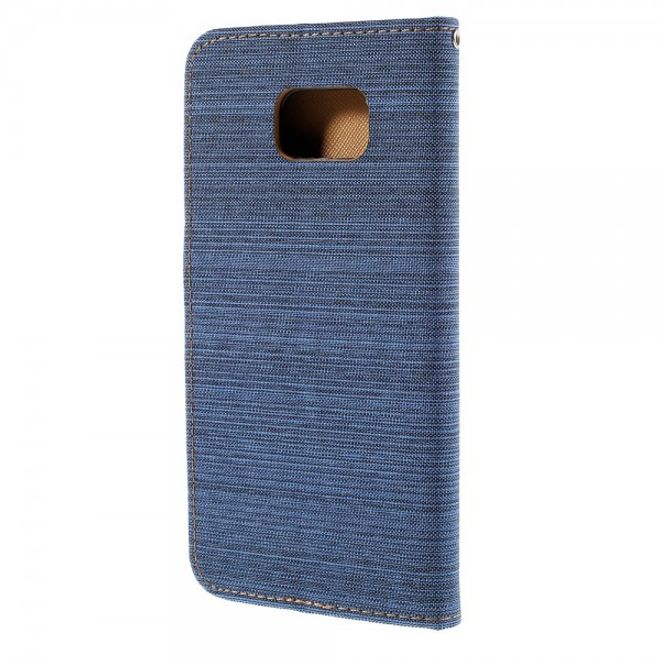 Galaxy S6 Edge Plus Zweifarbiges Leder Case mit stoffartiger Oberfläche - blau