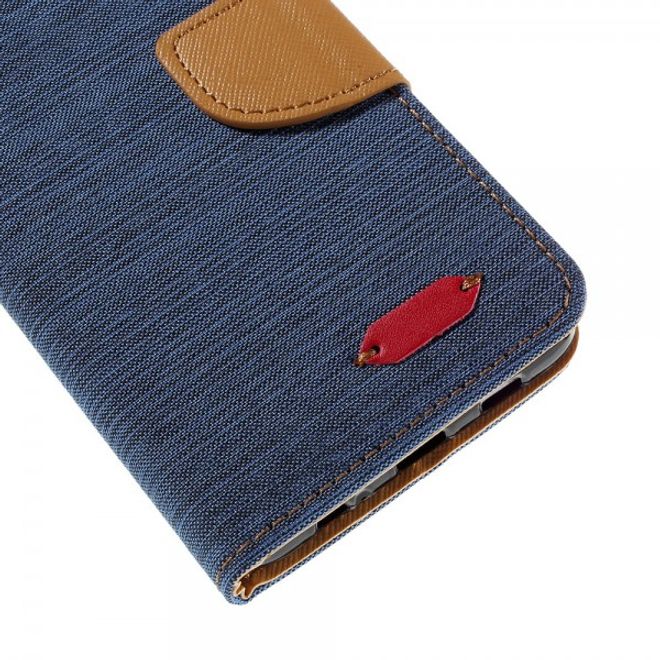 Galaxy S6 Edge Plus Zweifarbiges Leder Case mit stoffartiger Oberfläche - blau