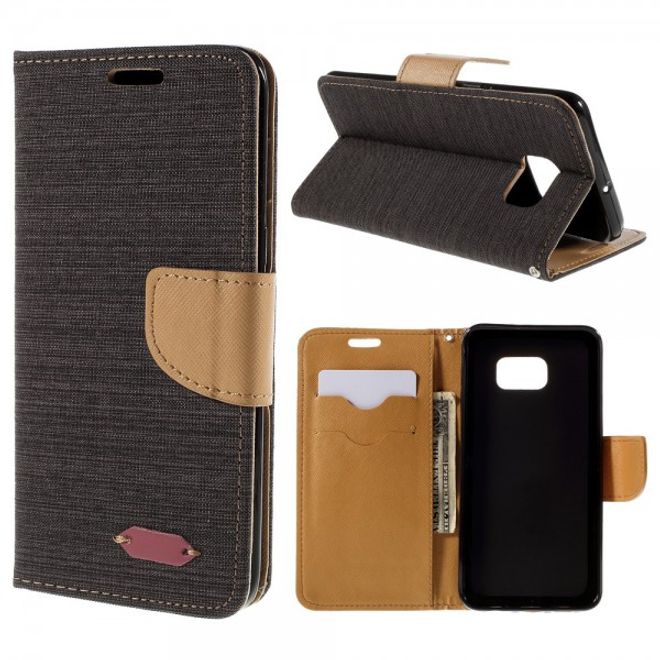 Galaxy S6 Edge Plus Zweifarbiges Leder Case mit stoffartiger Oberfläche - kaffeefarben
