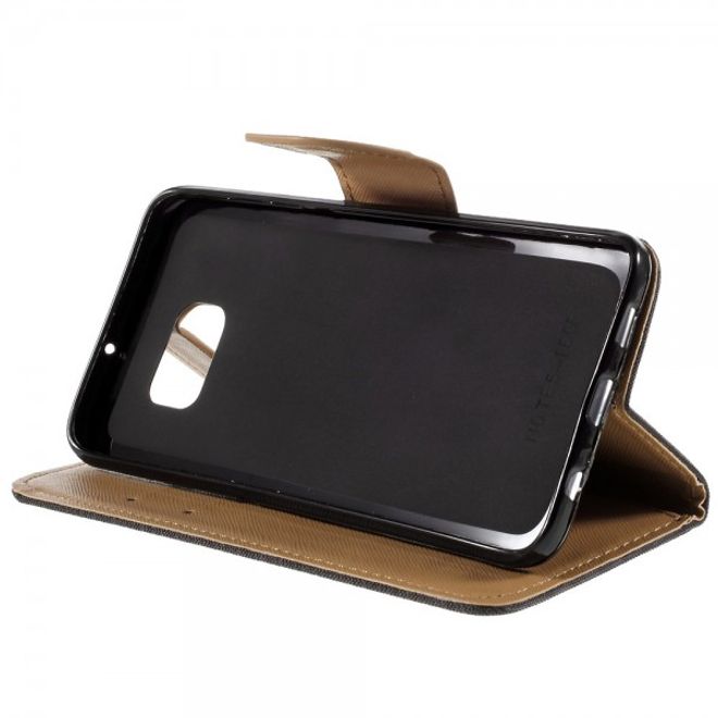 Galaxy S6 Edge Plus Zweifarbiges Leder Case mit stoffartiger Oberfläche - kaffeefarben