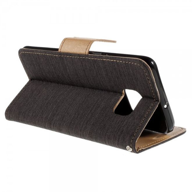 Galaxy S6 Edge Plus Zweifarbiges Leder Case mit stoffartiger Oberfläche - kaffeefarben