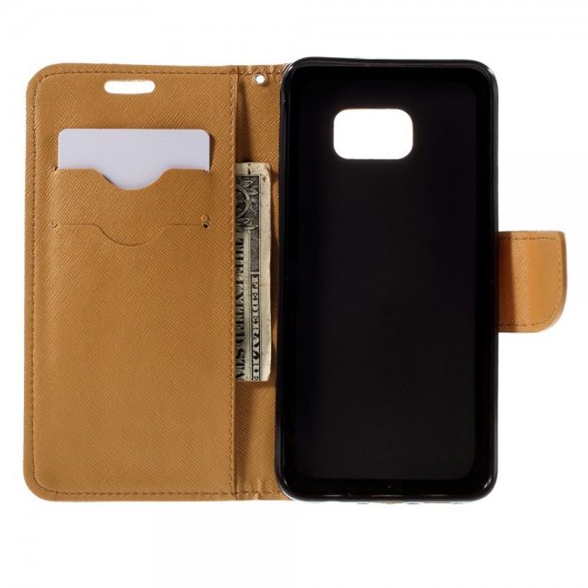 Galaxy S6 Edge Plus Zweifarbiges Leder Case mit stoffartiger Oberfläche - kaffeefarben