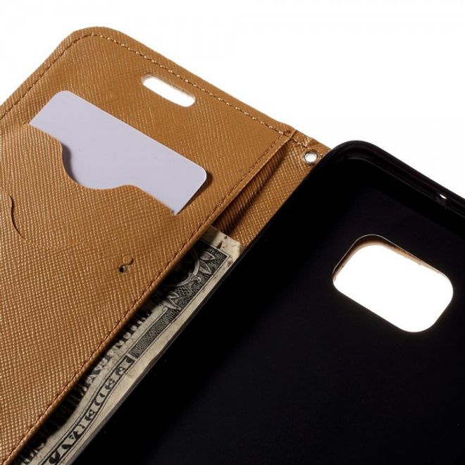 Galaxy S6 Edge Plus Zweifarbiges Leder Case mit stoffartiger Oberfläche - kaffeefarben