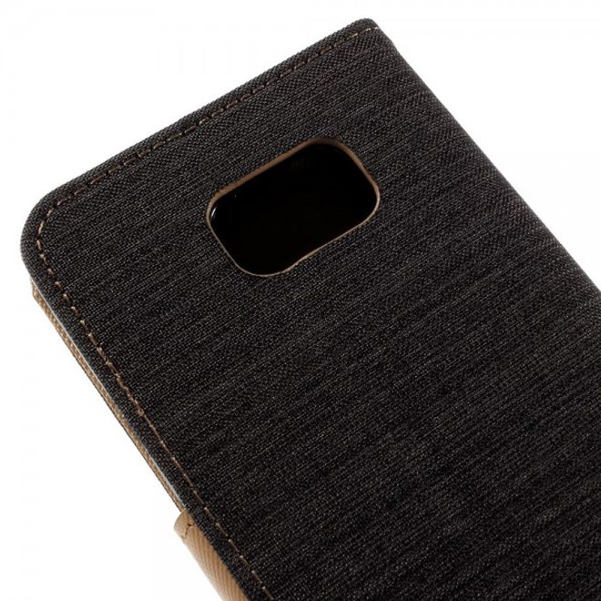 Galaxy S6 Edge Plus Zweifarbiges Leder Case mit stoffartiger Oberfläche - kaffeefarben