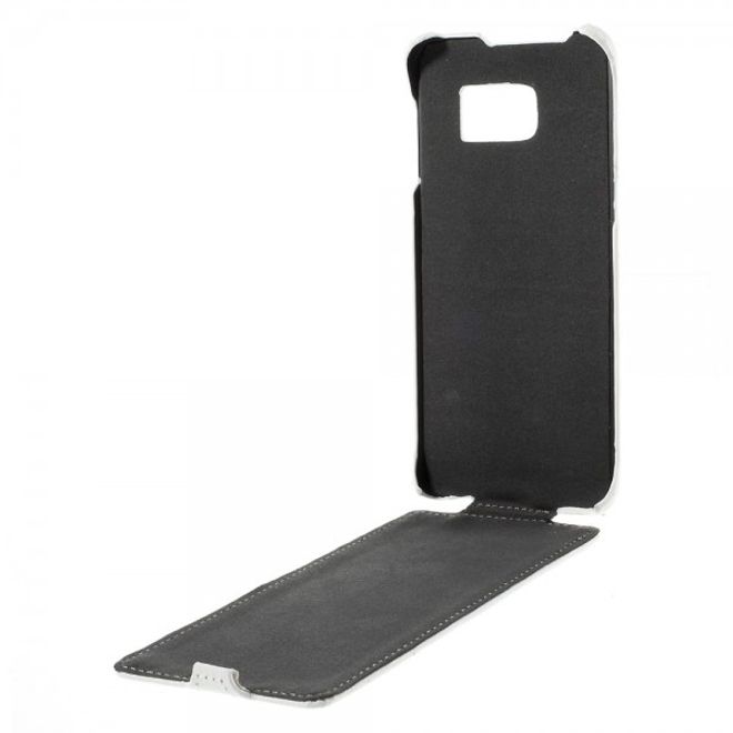 Galaxy S6 Edge Plus Vertikales Leder Flip Case mit Litchitextur - weiss