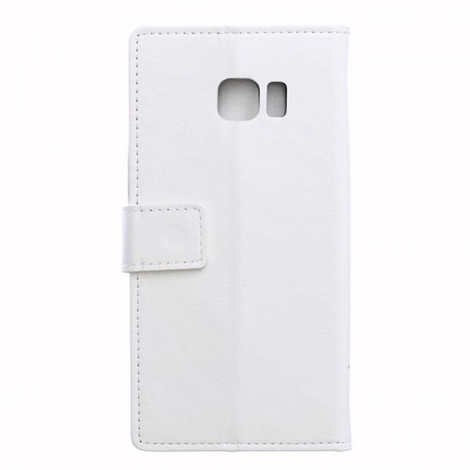 Galaxy S6 Edge Plus Klassisches Crazy Horse Leder Case - weiss