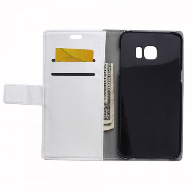 Galaxy S6 Edge Plus Klassisches Crazy Horse Leder Case - weiss