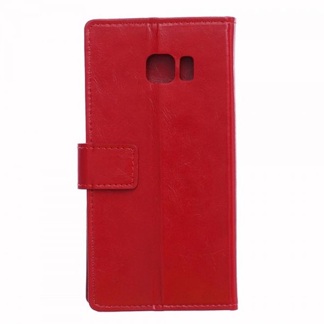 Galaxy S6 Edge Plus Klassisches Crazy Horse Leder Case - rot