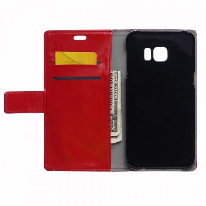 Galaxy S6 Edge Plus Klassisches Crazy Horse Leder Case - rot