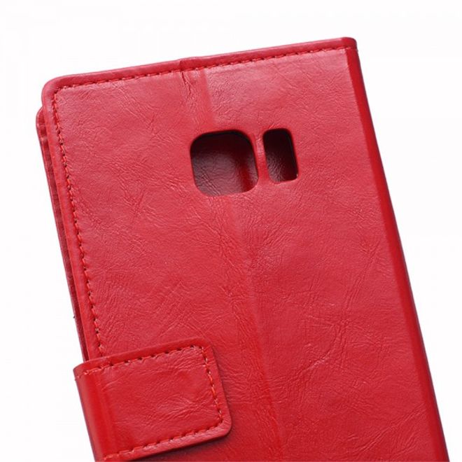 Galaxy S6 Edge Plus Klassisches Crazy Horse Leder Case - rot