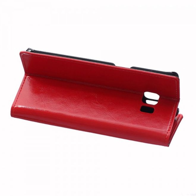 Galaxy S6 Edge Plus Klassisches Crazy Horse Leder Case - rot