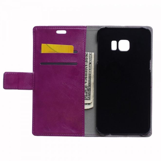 Galaxy S6 Edge Plus Klassisches Crazy Horse Leder Case - purpur