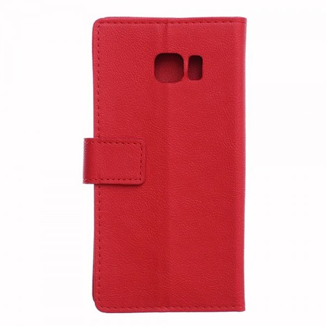 Galaxy S6 Edge Plus Klassisches Leder Case mit Litchitextur - rot