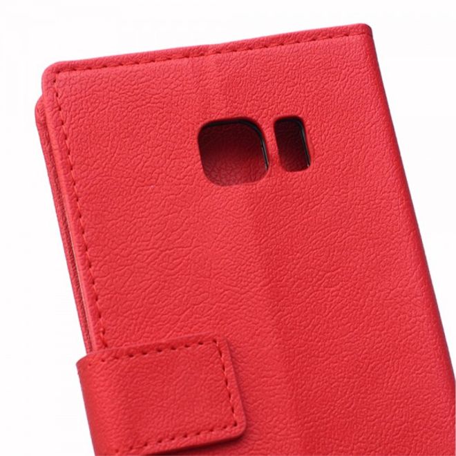 Galaxy S6 Edge Plus Klassisches Leder Case mit Litchitextur - rot