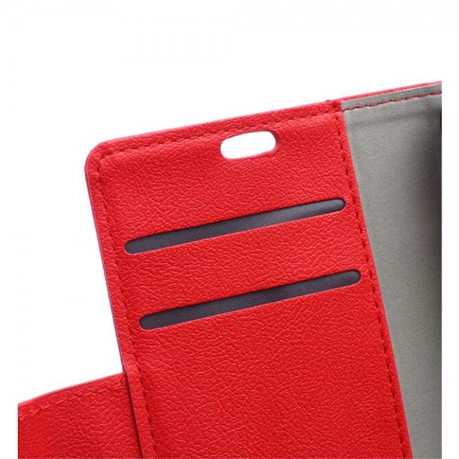 Galaxy S6 Edge Plus Klassisches Leder Case mit Litchitextur - rot