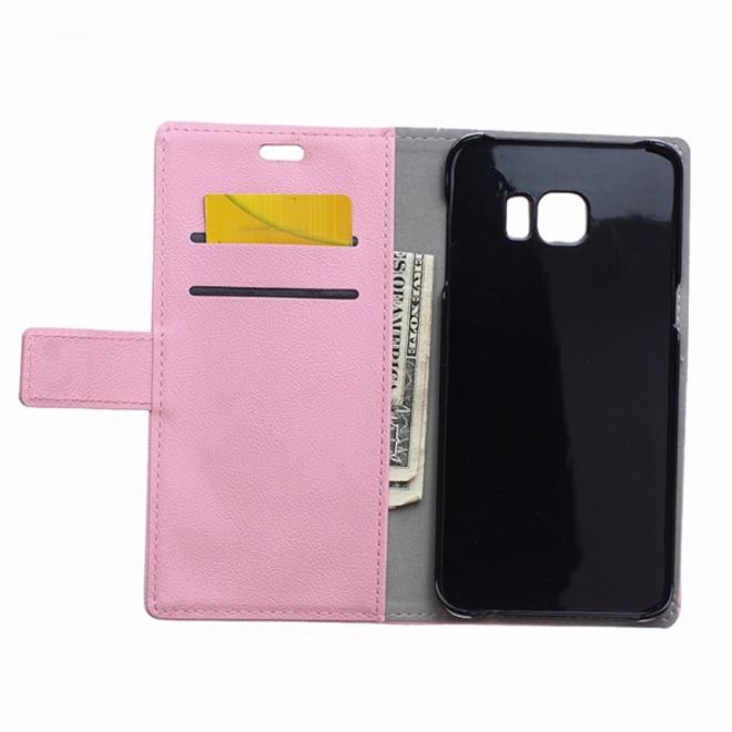 Galaxy S6 Edge Plus Klassisches Leder Case mit Litchitextur - pink