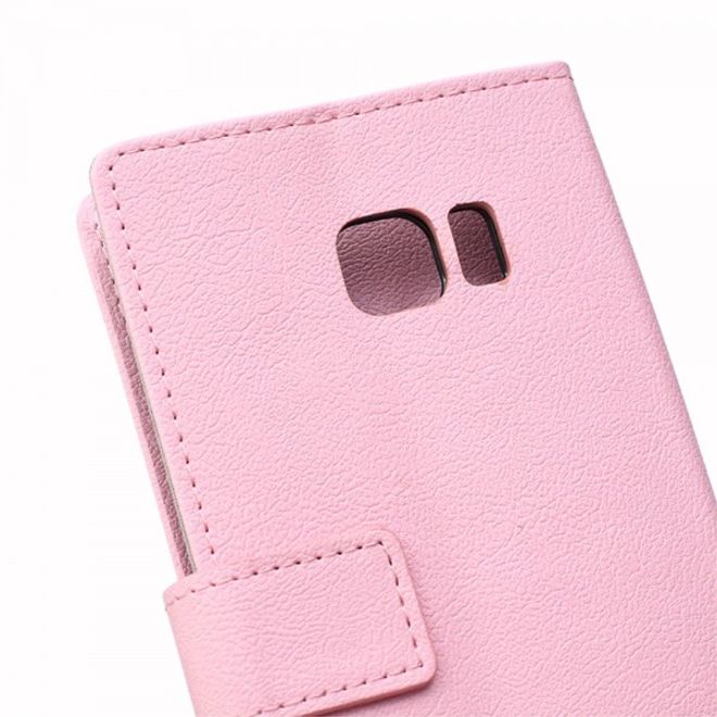 Galaxy S6 Edge Plus Klassisches Leder Case mit Litchitextur - pink