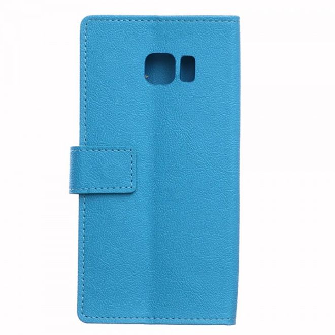 Galaxy S6 Edge Plus Klassisches Leder Case mit Litchitextur - blau