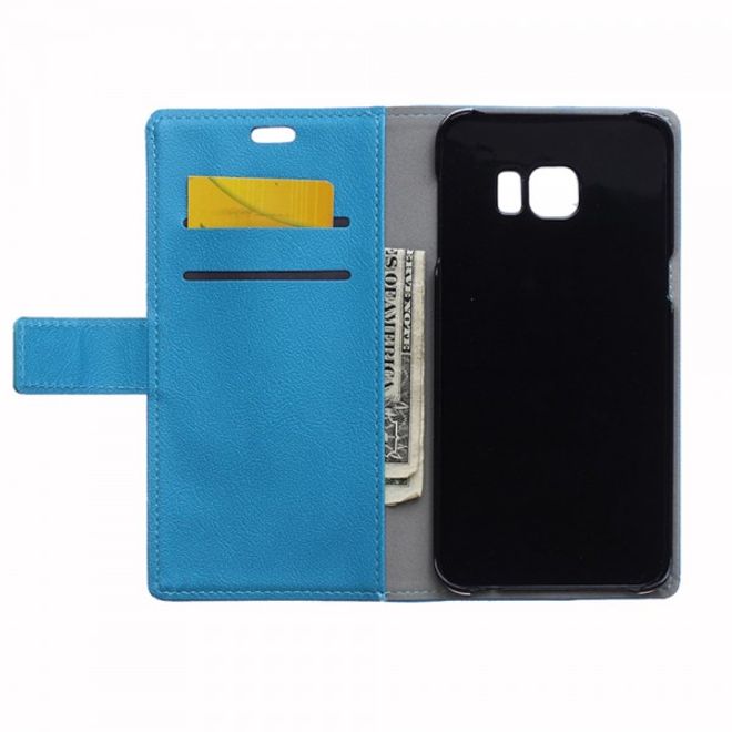 Galaxy S6 Edge Plus Klassisches Leder Case mit Litchitextur - blau