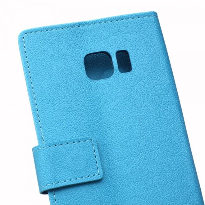 Galaxy S6 Edge Plus Klassisches Leder Case mit Litchitextur - blau