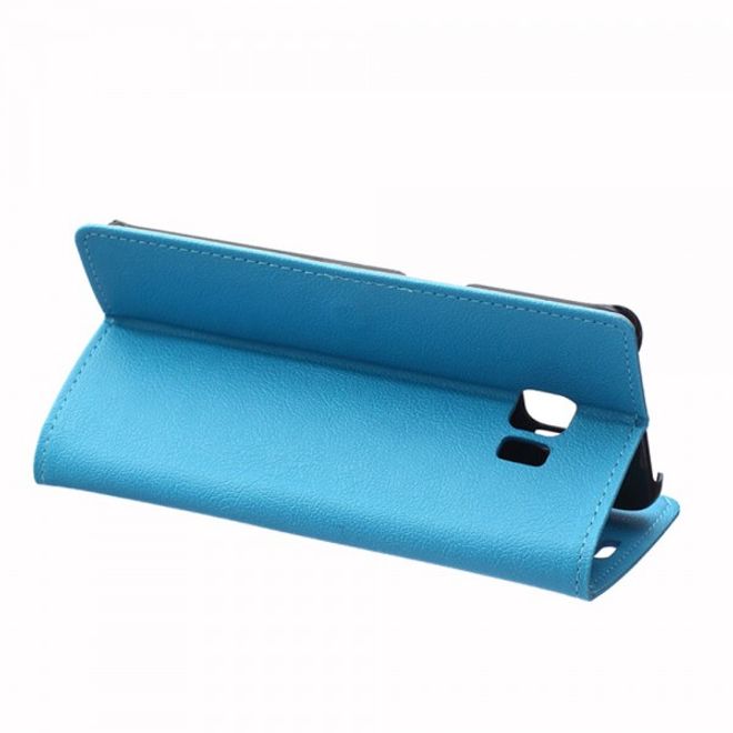 Galaxy S6 Edge Plus Klassisches Leder Case mit Litchitextur - blau