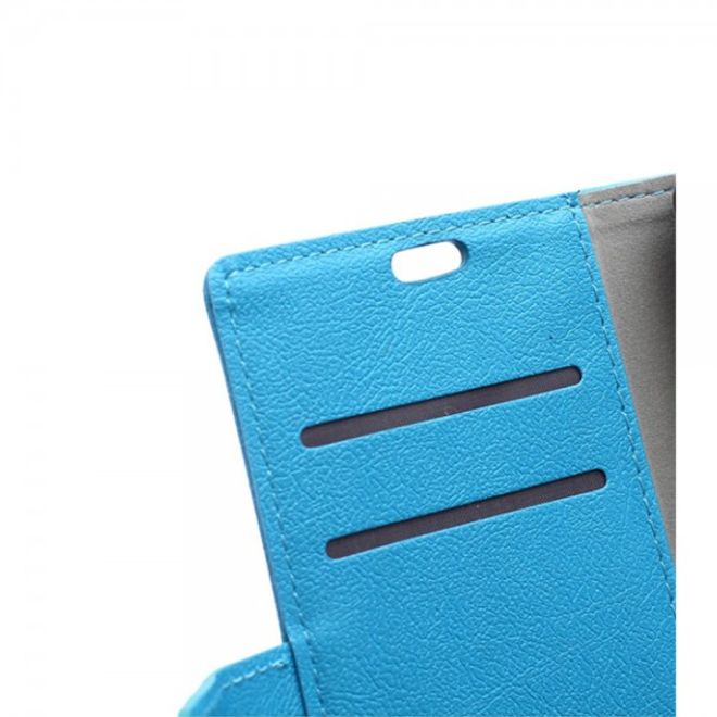 Galaxy S6 Edge Plus Klassisches Leder Case mit Litchitextur - blau