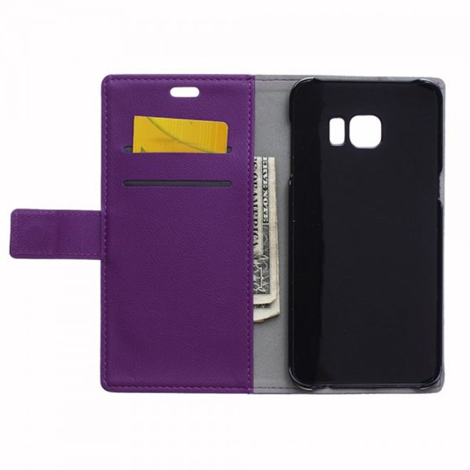 Galaxy S6 Edge Plus Klassisches Leder Case mit Litchitextur - purpur