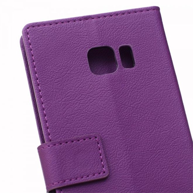 Galaxy S6 Edge Plus Klassisches Leder Case mit Litchitextur - purpur