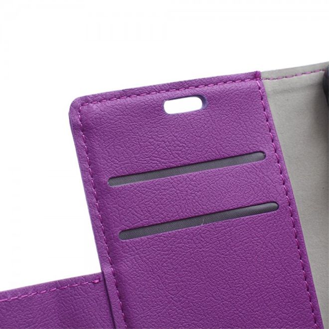 Galaxy S6 Edge Plus Klassisches Leder Case mit Litchitextur - purpur