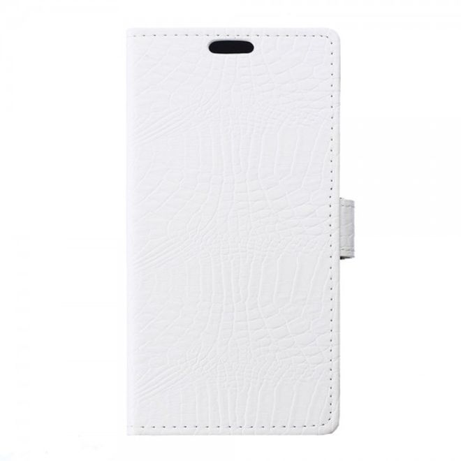 Galaxy S6 Edge Plus Leder Case mit Krokodiltextur - weiss