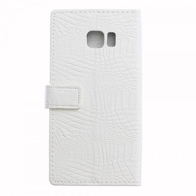 Galaxy S6 Edge Plus Leder Case mit Krokodiltextur - weiss